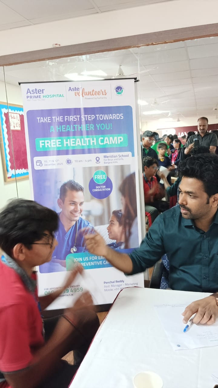 Aster Prime Hospital conducts three day Health Camp at Meridian School for the Students